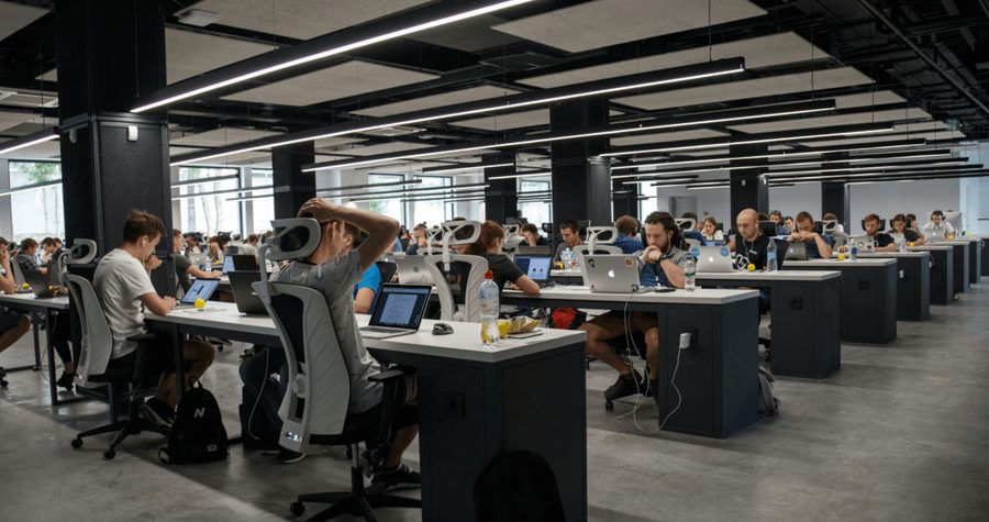 A busy B2B sales floor